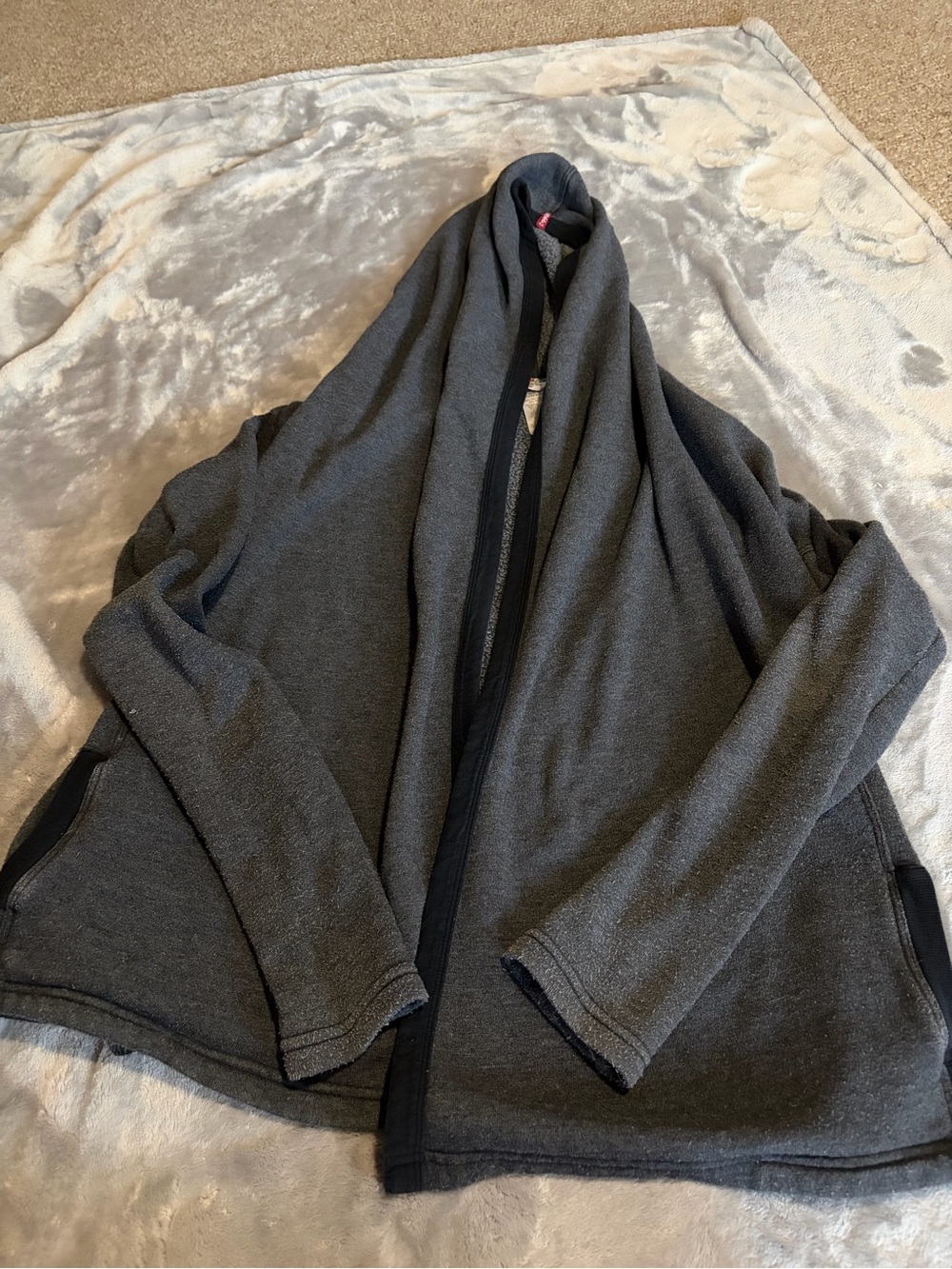 Hard Tail Charcoal Gray Open-Front Teddy Jacket